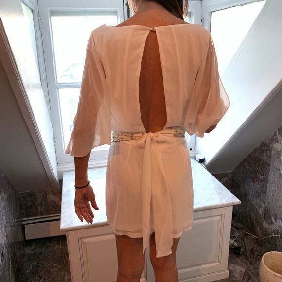 ARK & Co. white beaded open back dress. - Picture 4 of 5